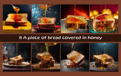 A piece of bread covered in honey