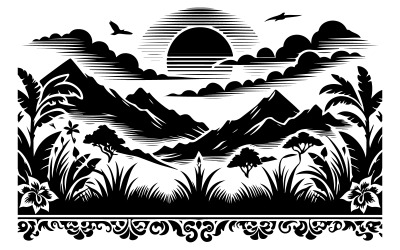 border design silhouette vector art illustration