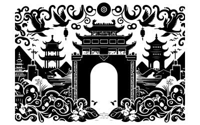 Border silhouette vector art illustration with white background