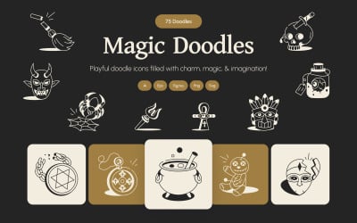 Set di icone moderne di magia Doodle