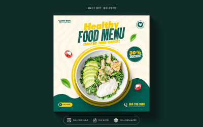 Healthy Food Menu Social  Media Template