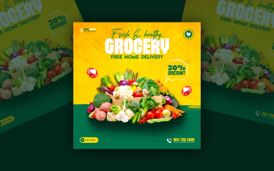 Healthy Food Menu  Social  Media Template