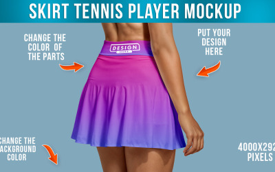 Etek Mockup Kadın Tenis Oyuncusunun Arka Görünümü