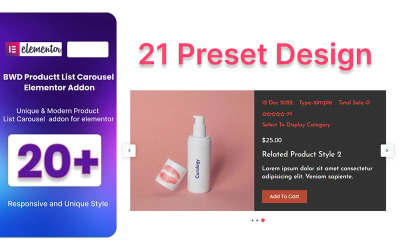 Plugin WordPress Carrossel de lista de produtos WooCommerce para Elementor