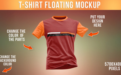 un mockup di maglietta galleggiante