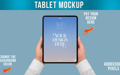 une maquette de tablette en main