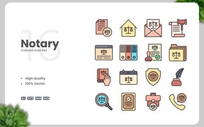 Набір 16 нотаріальних кольорових іконок