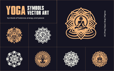 Yoga-Symbole-Vektor-Kunst-Set