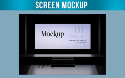 Auditorium Screen Mockup Front e Half Side View