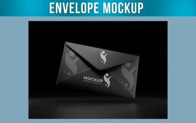 Envelope Floating Mockup Dark Background