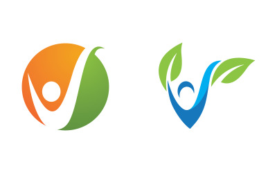 Sağlıklı yaşam İnsan karakteri logo işareti illüstrasyonu v.178
