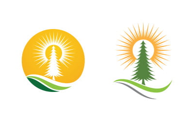 Modelo de design de ilustração vetorial de logotipo de ícone de árvore de cedro v.3