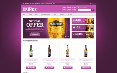 Адаптивный OpenCart шаблон №51285 на тему напитки и еда