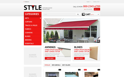 Reszponzív ecommerce style curtains blinds wood venetian window-blind shutters roller shopping cart store shop servicescurtais blinds PrestaShop sablon 51275
