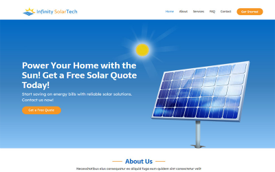 Infinity SolarTech Solutions: Plantilla de sitio web para instalación y reparación de sistemas solares profesionales