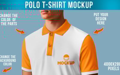 Man Close-up Polo T-Shirt Mockup