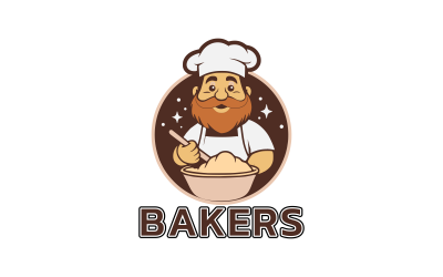 Vintage Style Mascot Bakery Logo Template