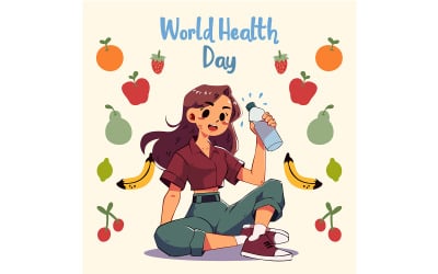 Healthy Lifestyle Illustration Featuring Balanced Foods