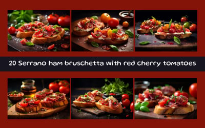 Kırmızı kiraz domatesli Serrano jambonlu bruschetta