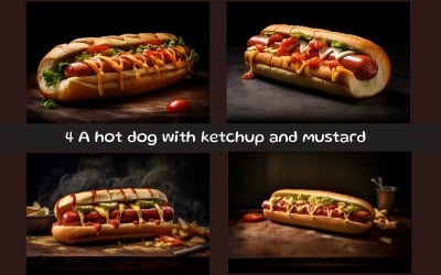 A hot dog with ketchup and mustard
