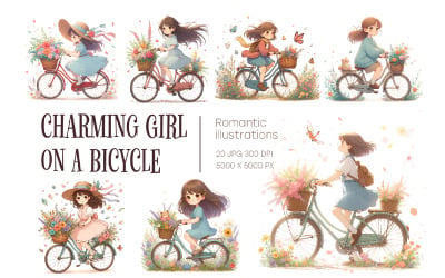 Girl on a Bicycle. Wall art.