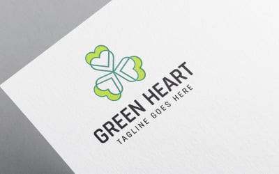 Grönt hjärta kärlek logotyp mall