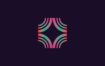 Modèle de conception de logo géométrique de couleur dégradée moderne
