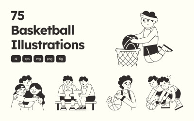 Modern Basketball Illustration Set