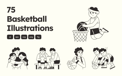 Modern basketillustrationuppsättning