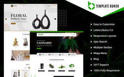 Svärm - Cannabis och Keramik - Responsivt Prestashop-tema för e-handelshem