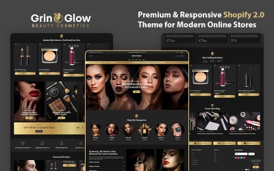 GrinGlow – A végső Shopify téma kozmetikai és szépségápolási márkák számára