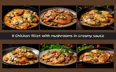 Chicken fillet with mushrooms in creamy sauce