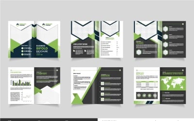 Company Profile Brochure Template,  12 page black and light green gradient