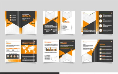 Company Profile Brochure Template,  12 page black and orange gradient business brochure template
