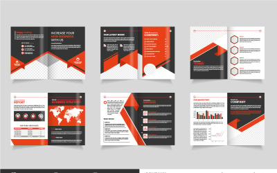 Company Profile Brochure Template,  12 page black  and red gradient business brochure template