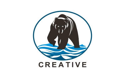 Modello di logo dell&amp;#39;orso nel fiume