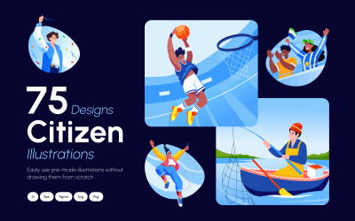 Moderna medborgare Illustration Set