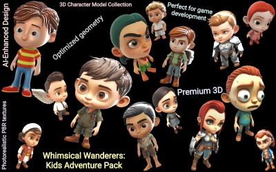 Whimsical Wanderers: Paquete de aventuras para niños, modelo 3D