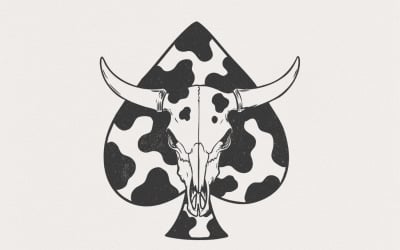 Western Bull Skull PNG, Retro &amp;amp; Neon Western PNG, Cow Print Design, Checkered Print, Boho Bull