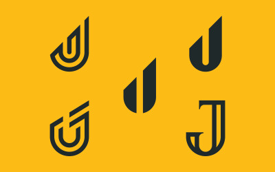 Harf J logo sembol tasarım şablonu öğeleri V18