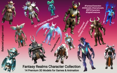 Fantasy Realms Charaktersammlung Kostenloses 3D-Modell