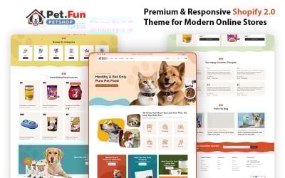 PetFun – Elragadó Shopify-téma állateledelekhez és -kellékekhez