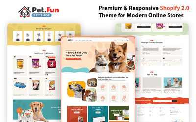 PetFun: un atractivo tema de Shopify para comida y suministros para mascotas