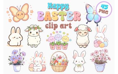 Tenera clip art di Pasqua. Adesivo, PNG.