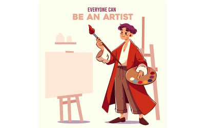 Artistic Character with Palette Ready to Create