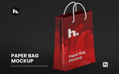 Mockup de Sacola de Papel PSD - Sacola de Papel Realista em Fundo Editável vol005