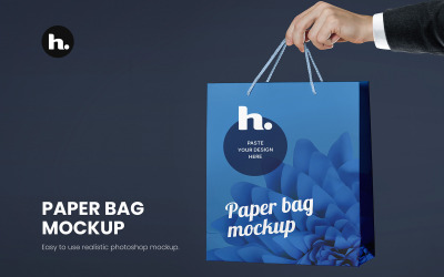 Mockup de Sacola de Papel PSD - Sacola de Papel Realista em Fundo Editável vol006