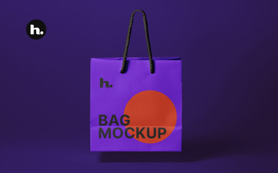 Mockup de Sacola de Papel PSD - Sacola de Papel Realista em Fundo Editável vol009