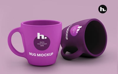 Mugs Mockup PSD - Ceramic Mugs on the Editable Background v005