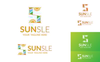 Plantilla de logotipo con la letra S del sol